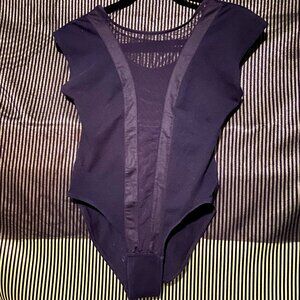 American Apparel Black Mesh V Bodysuit